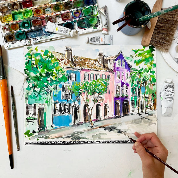 Rainbow Row Charleston - Original Art