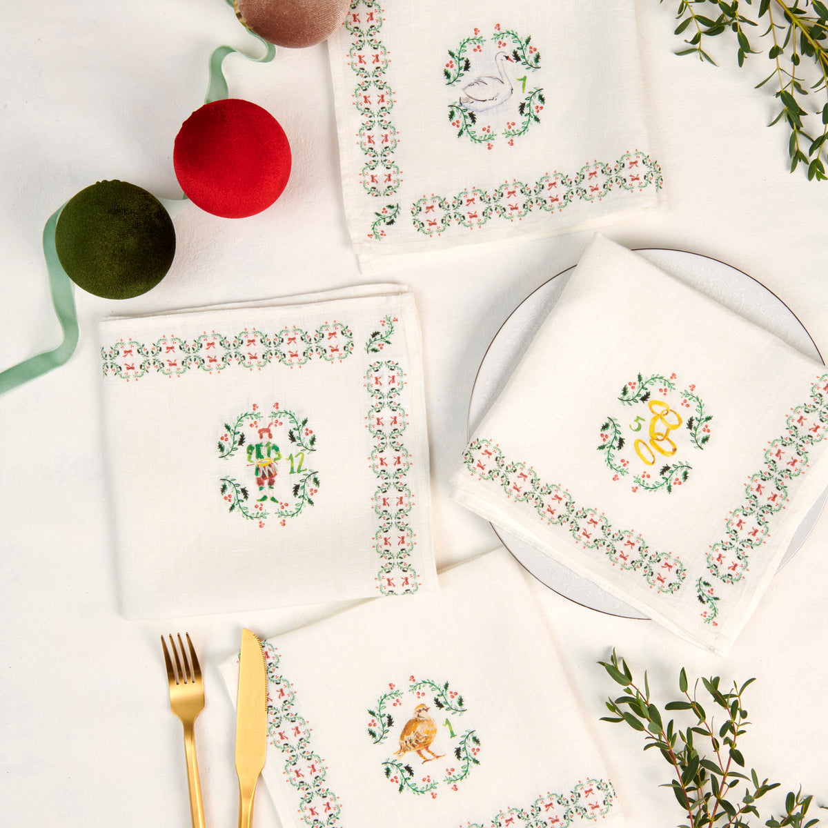 12 Day of Christmas Dinner Napkins