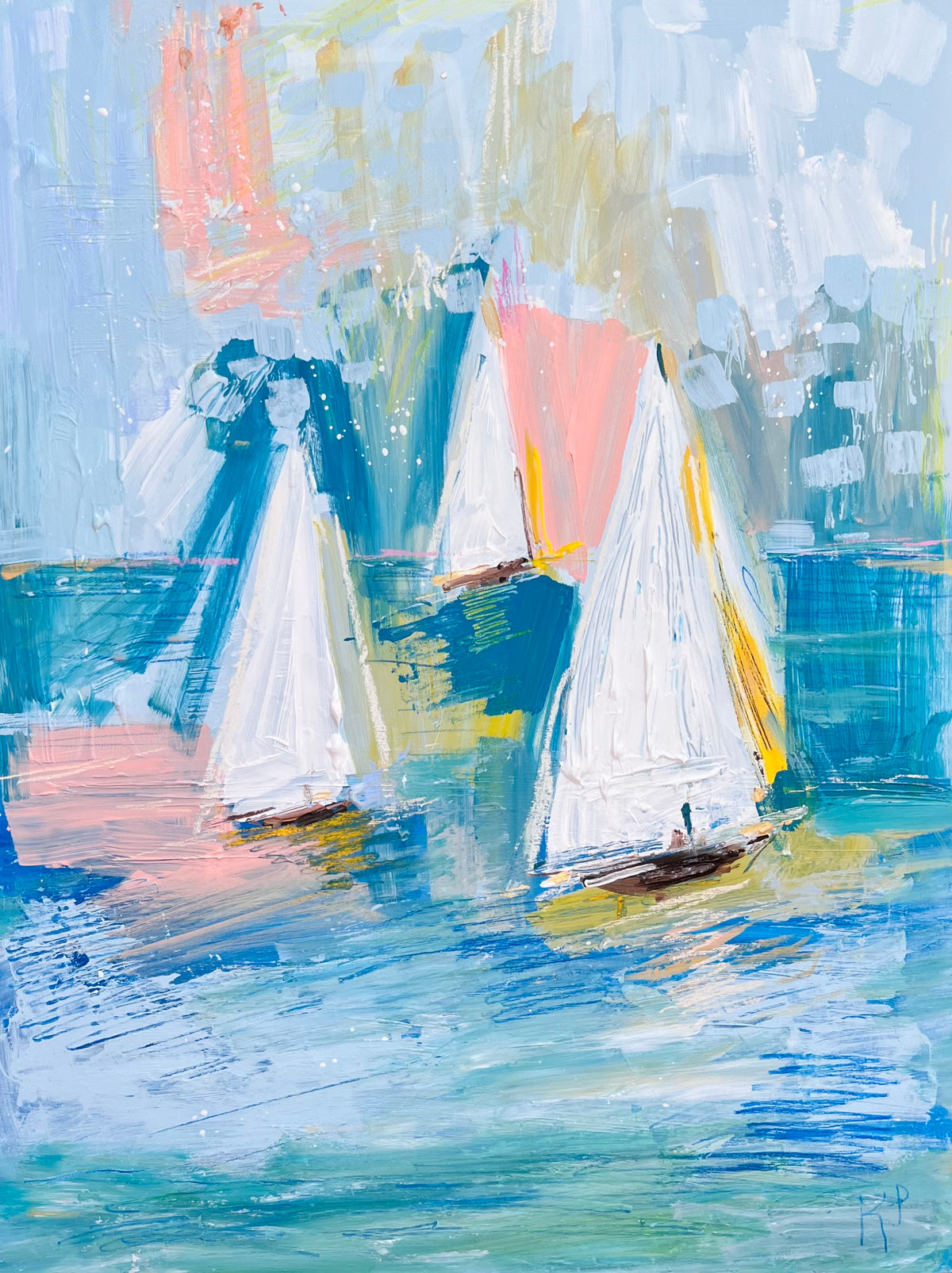 Sailboats - Original Art 25.5x19.5x1.25