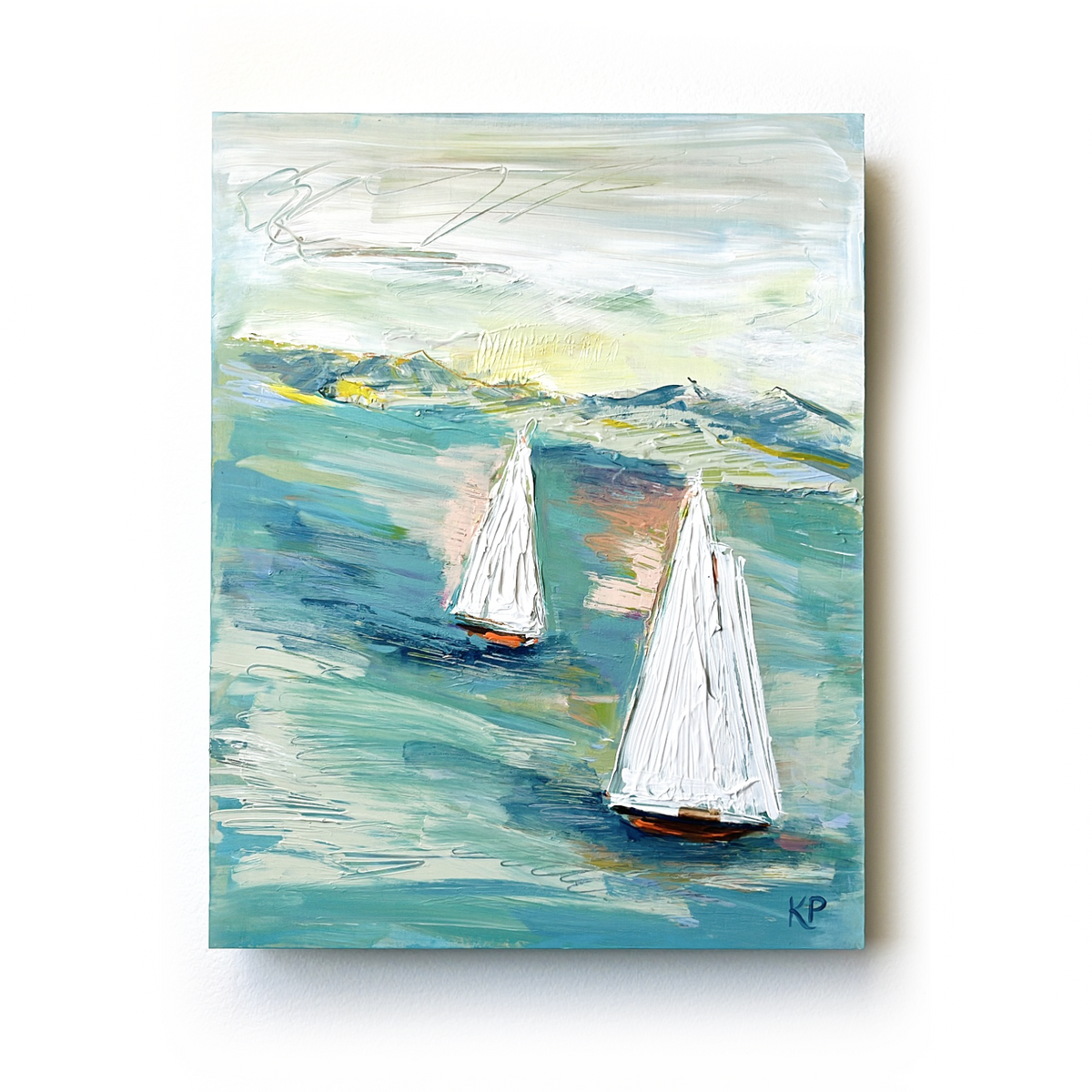 Sailboats 2 - Original Art 14" x 11" x 1 1/2"