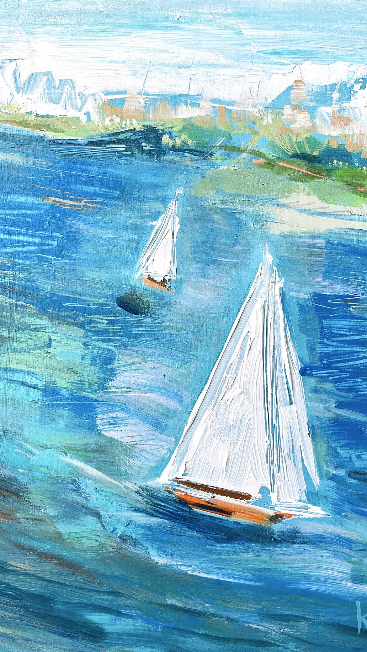 Sailboats 3 - Original Art 14" x 11" x 1 1/2"