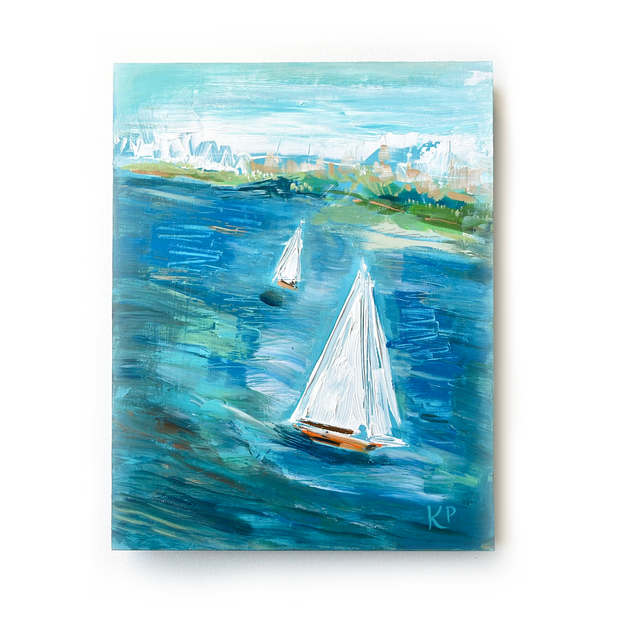 Sailboats 3 - Original Art 14" x 11" x 1 1/2"