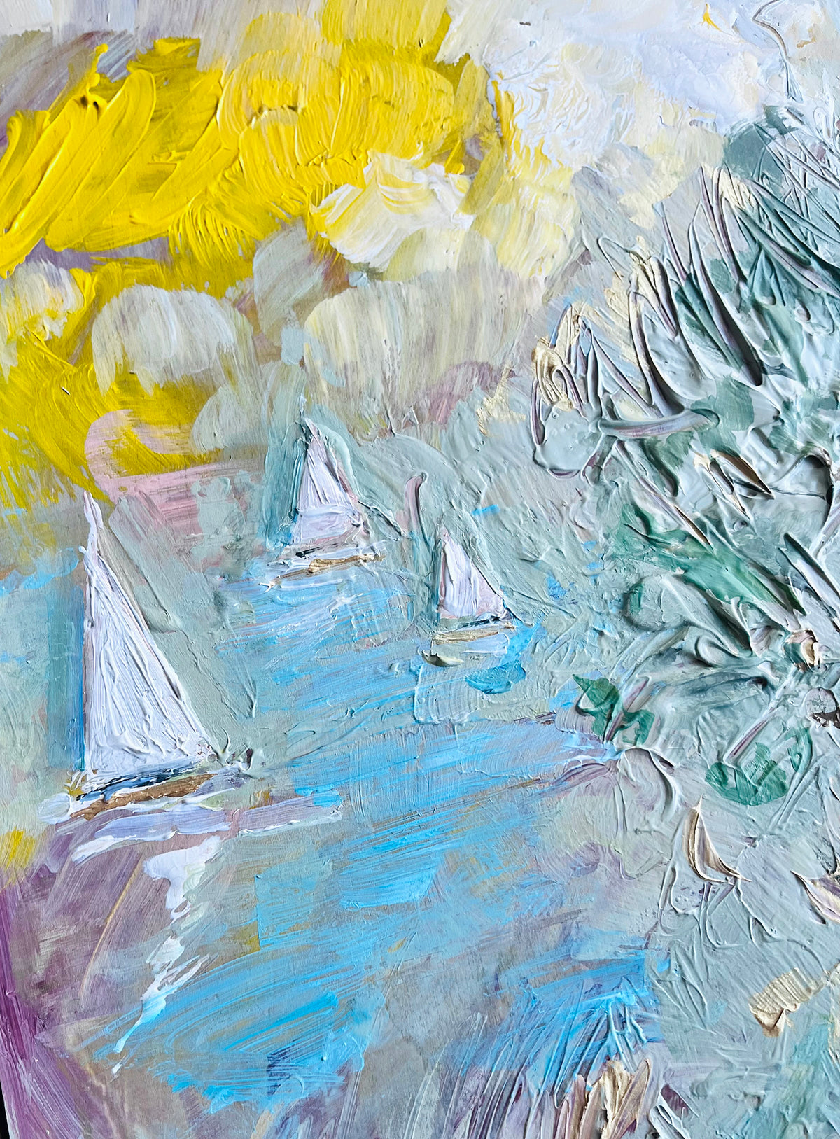 Sailboats 4 - Original Art 14" x 11" x 7/8"
