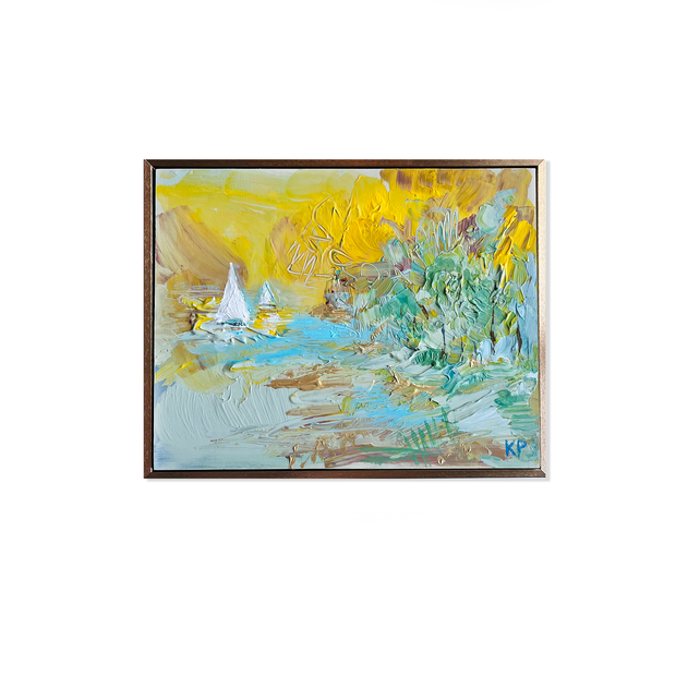 Sailboats 5 - Original Art 14" x 11" x 7/8"