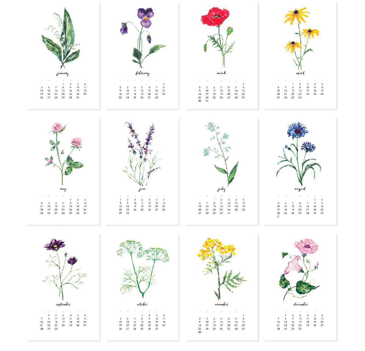 2025 Wild Flowers Desk Calendar